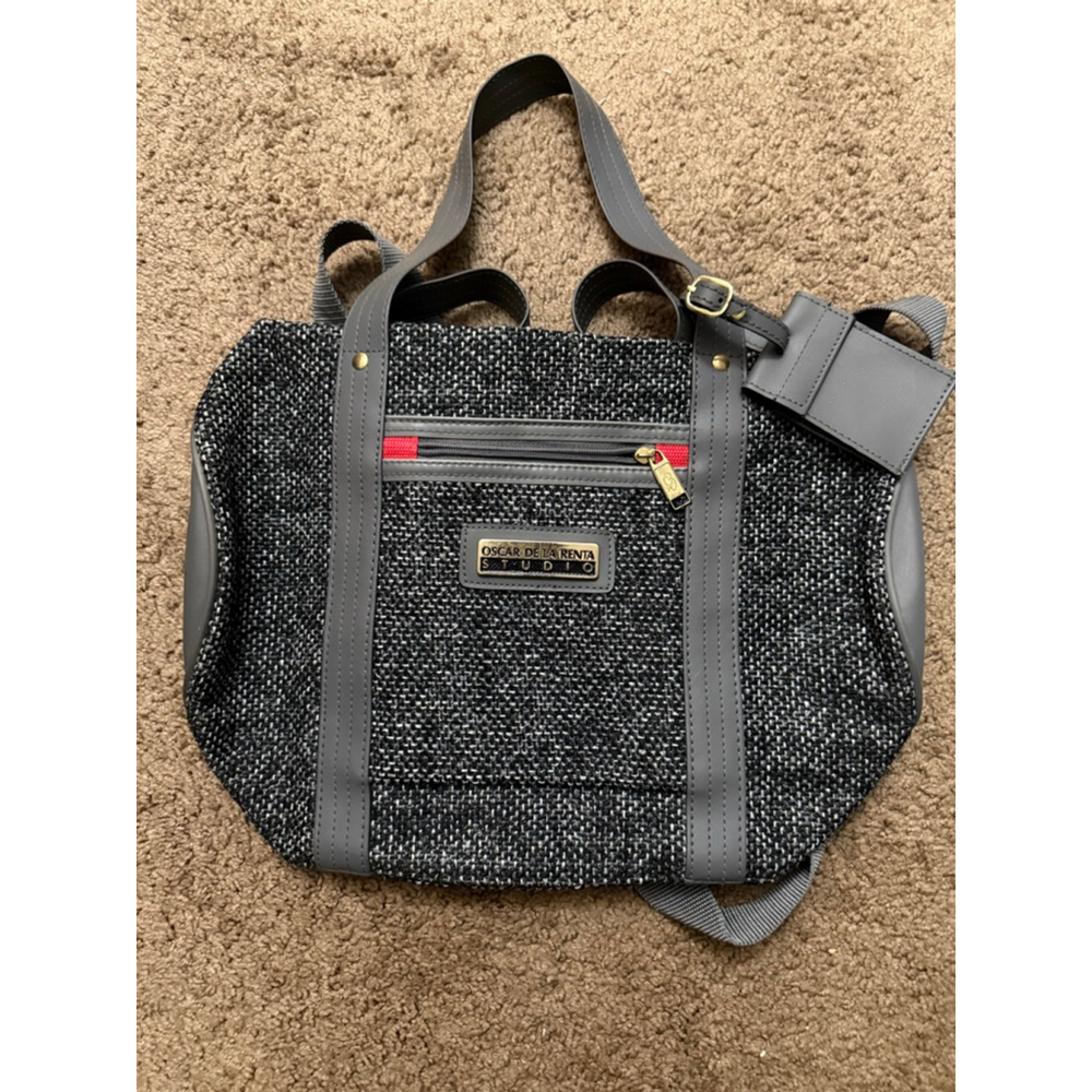 Men’s  Oscar de la Renta Gray Black Tweed small duffle Bag One Size